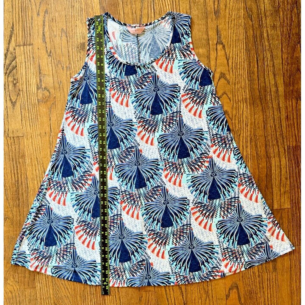SJS A Line Dress Textured Abstract Star Burst Pattern Red White Blue July 4th LG - Picture 7 of 10